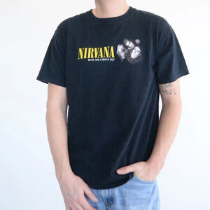 Y2K '05 Anvil Black Nirvana With The Lights Out Pre-Shrunk Short Sleeve T-shirt